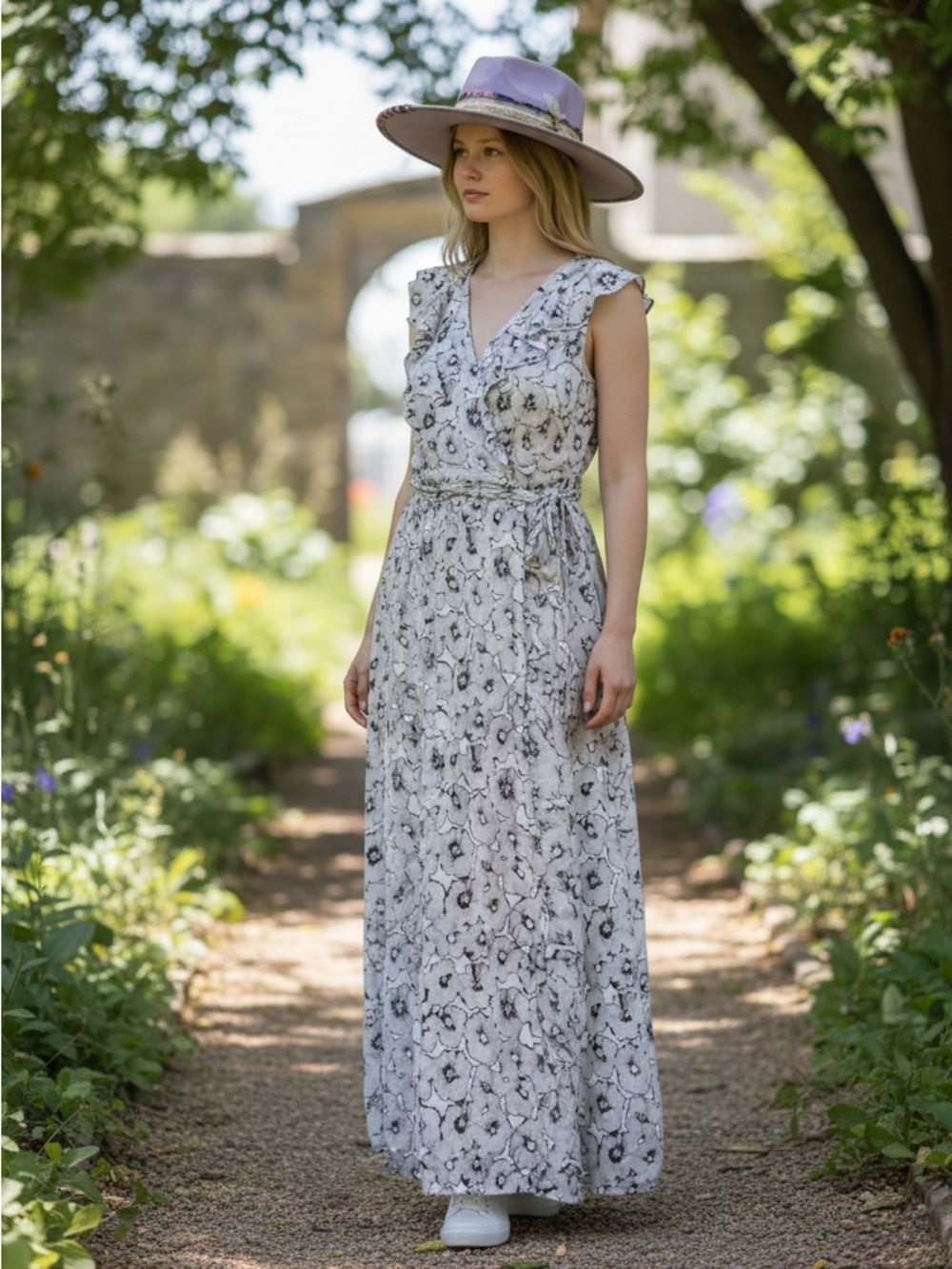 Banana Republic Lavender Floral Ruffle Maxi Dress - Picture 3 of 3